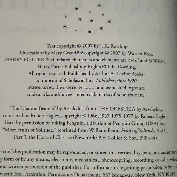 1st Edition Harry Potter and the Deadly Hallows Book - Picture 4 of 6